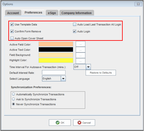 Change Your Preferences and Explanation (zipForm Standard)